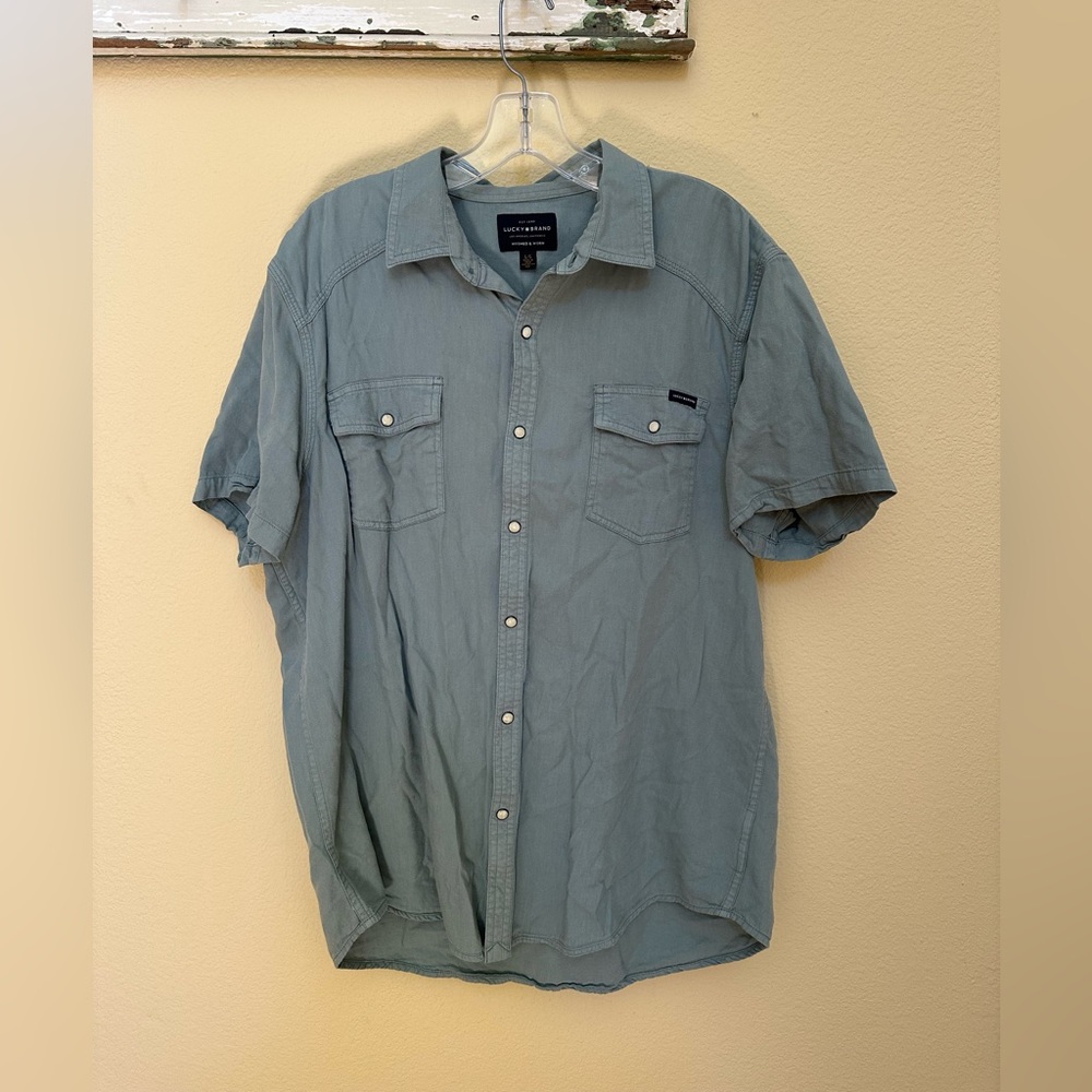 Lucky Brand Men's Casual Blue Button Down Shirt